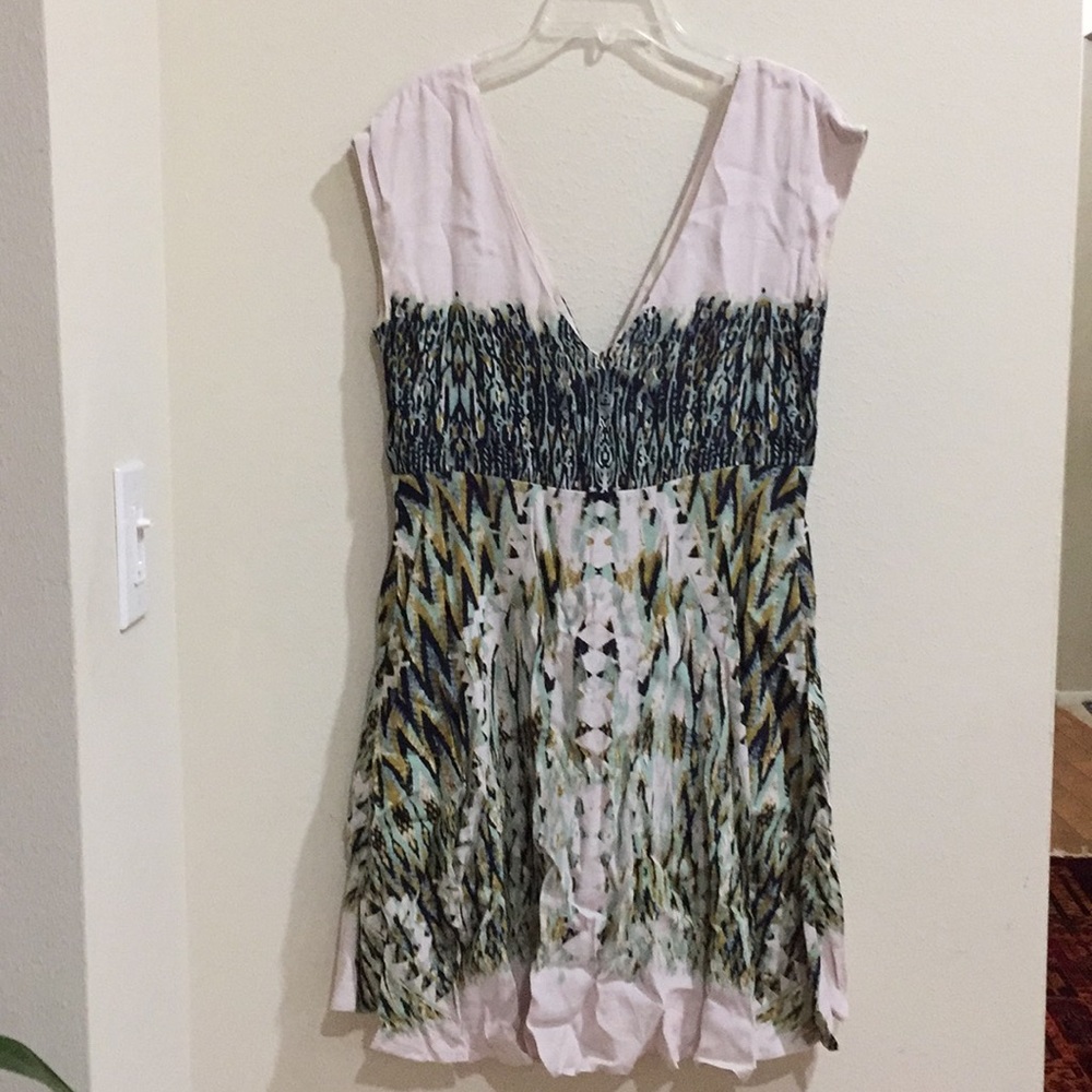 Free People Dress Beige V-Neck A-Line. Size Small